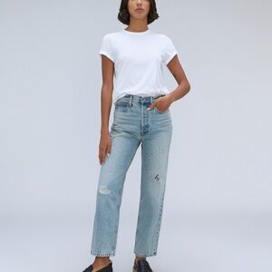 Everlane 90s way high jean factory paint splatter distressed 26 EUC